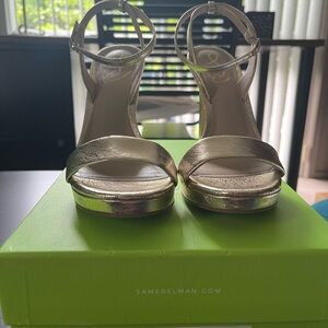 Sam Edelman Gold Heeled Sandals with Ankle Strap